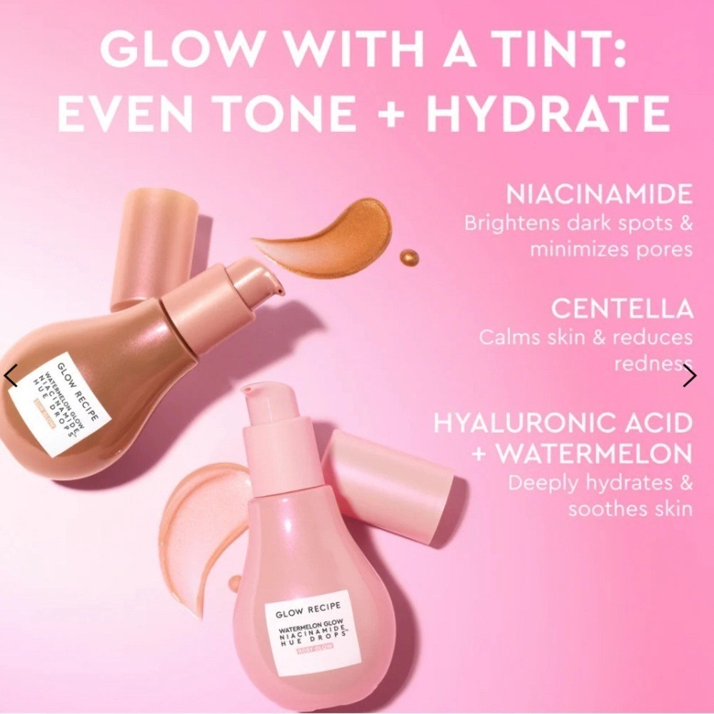 NWT, Glow recipe Watermelon Glow Niacinamide Hue Drops, Sun glow